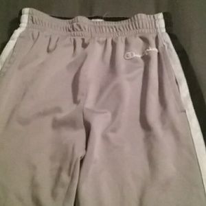 Gray with black and white stripes down sides